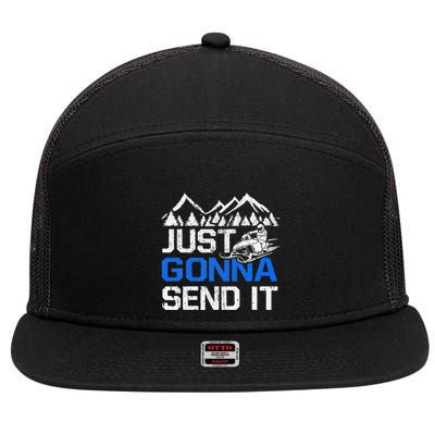 Just Gonna Send It retro Snowmobiling Motor Sled Riders 7 Panel Mesh Trucker Snapback Hat