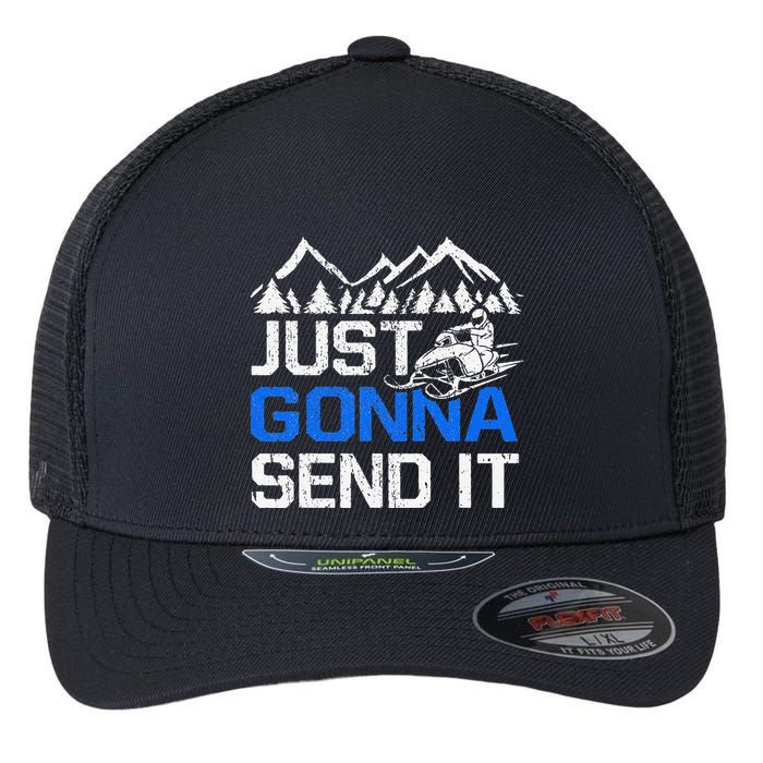 Just Gonna Send It retro Snowmobiling Motor Sled Riders Flexfit Unipanel Trucker Cap