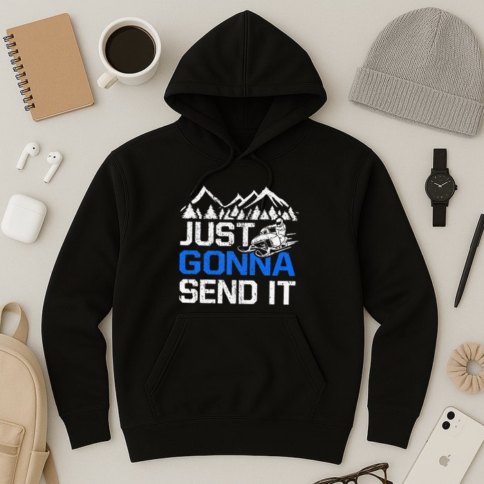 Just Gonna Send It retro Snowmobiling Motor Sled Riders Hoodie