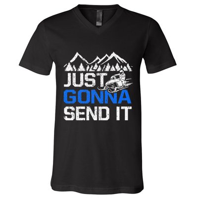 Just Gonna Send It retro Snowmobiling Motor Sled Riders V-Neck T-Shirt