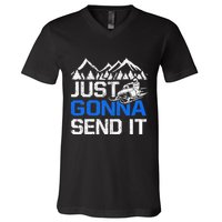 Just Gonna Send It retro Snowmobiling Motor Sled Riders V-Neck T-Shirt