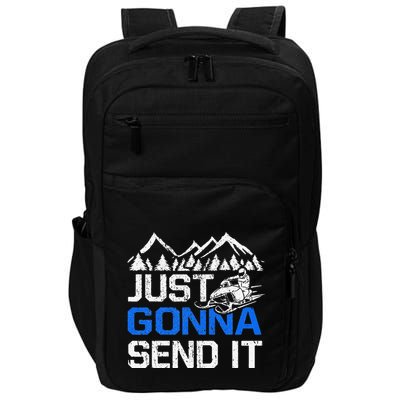 Just Gonna Send It retro Snowmobiling Motor Sled Riders Impact Tech Backpack