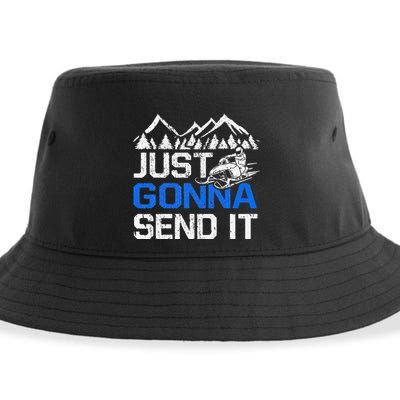 Just Gonna Send It retro Snowmobiling Motor Sled Riders Sustainable Bucket Hat