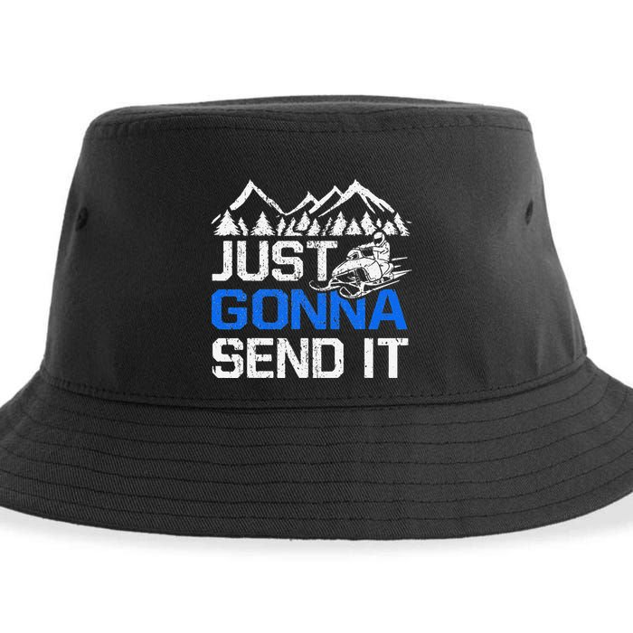 Just Gonna Send It retro Snowmobiling Motor Sled Riders Sustainable Bucket Hat