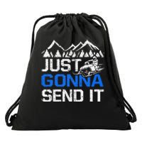 Just Gonna Send It retro Snowmobiling Motor Sled Riders Drawstring Bag