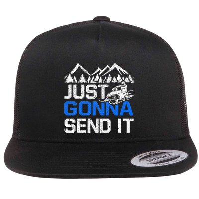 Just Gonna Send It retro Snowmobiling Motor Sled Riders Flatbill Hat