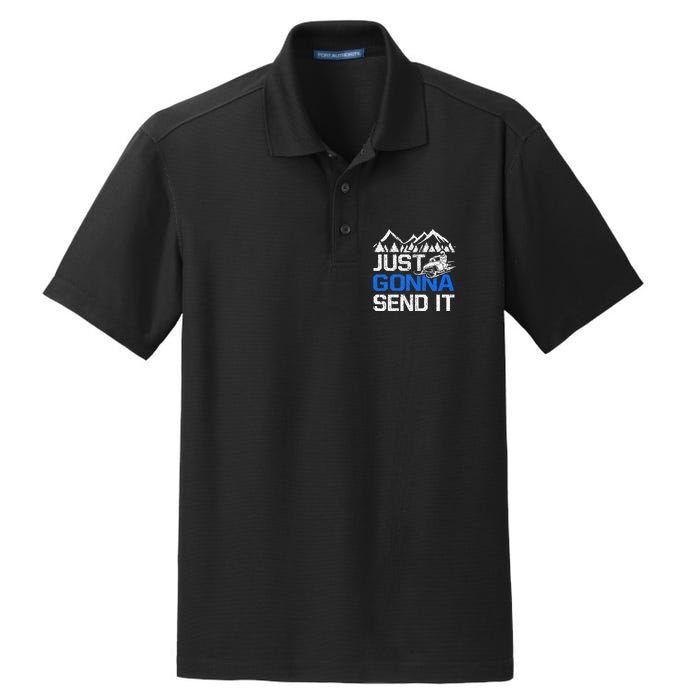 Just Gonna Send It retro Snowmobiling Motor Sled Riders Dry Zone Grid Polo