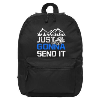 Just Gonna Send It retro Snowmobiling Motor Sled Riders 16 in Basic Backpack