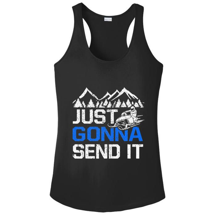 Just Gonna Send It retro Snowmobiling Motor Sled Riders Ladies PosiCharge Competitor Racerback Tank