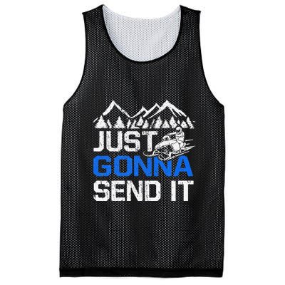 Just Gonna Send It retro Snowmobiling Motor Sled Riders Mesh Reversible Basketball Jersey Tank