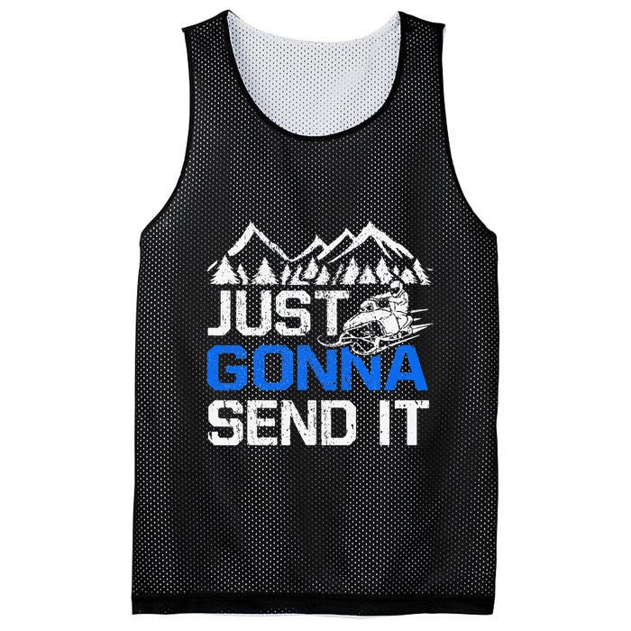 Just Gonna Send It retro Snowmobiling Motor Sled Riders Mesh Reversible Basketball Jersey Tank