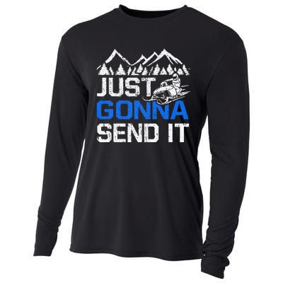 Just Gonna Send It retro Snowmobiling Motor Sled Riders Cooling Performance Long Sleeve Crew