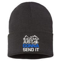 Just Gonna Send It retro Snowmobiling Motor Sled Riders Sustainable Knit Beanie