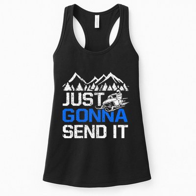 Just Gonna Send It retro Snowmobiling Motor Sled Riders Womens Tank Top
