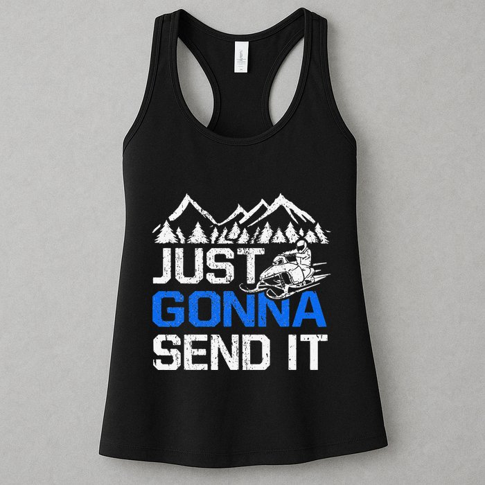 Just Gonna Send It retro Snowmobiling Motor Sled Riders Womens Tank Top