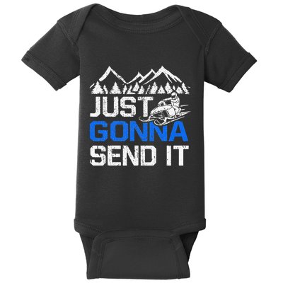 Just Gonna Send It retro Snowmobiling Motor Sled Riders Baby Bodysuit