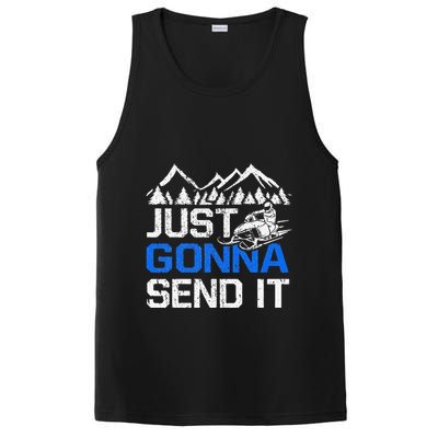 Just Gonna Send It retro Snowmobiling Motor Sled Riders PosiCharge Competitor Tank