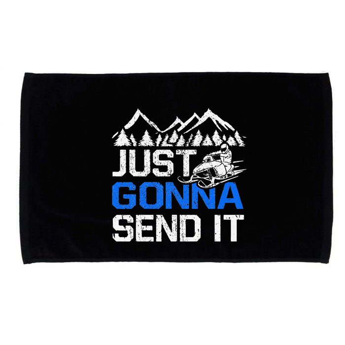 Just Gonna Send It retro Snowmobiling Motor Sled Riders Microfiber Hand Towel