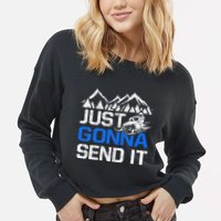 Just Gonna Send It retro Snowmobiling Motor Sled Riders Cropped Pullover Crew