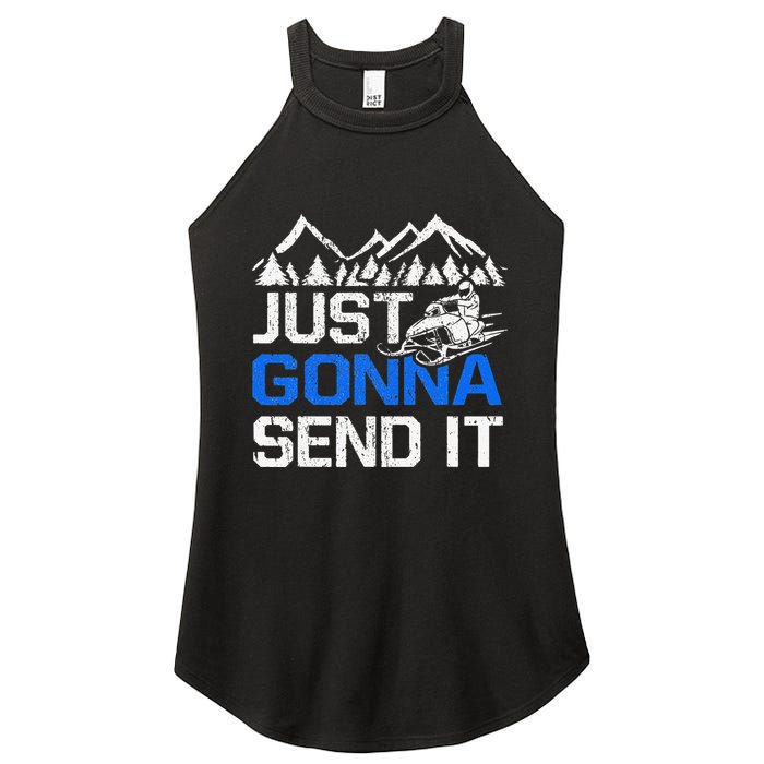 Just Gonna Send It retro Snowmobiling Motor Sled Riders Women's Perfect Tri Rocker Tank