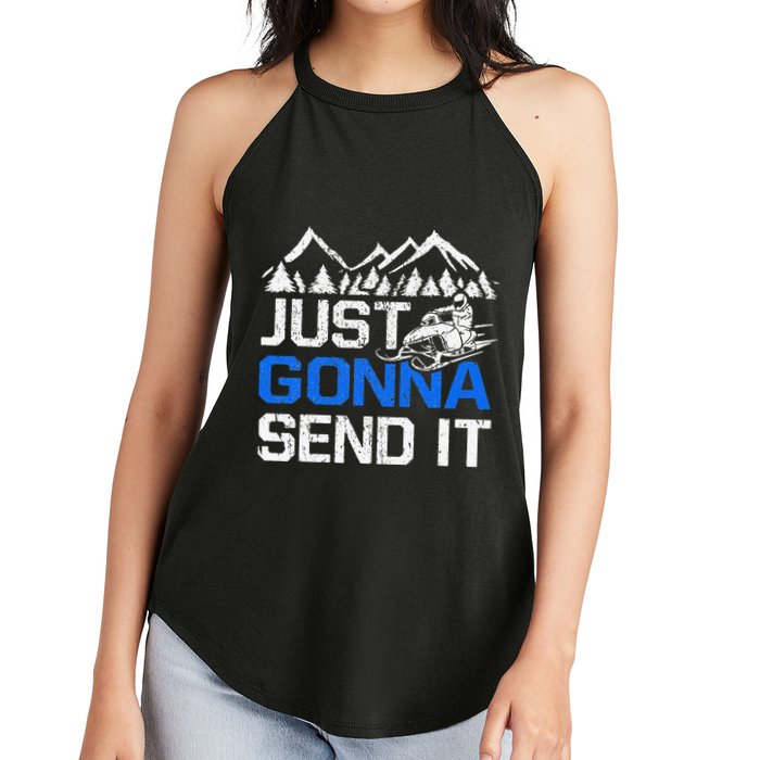 Just Gonna Send It retro Snowmobiling Motor Sled Riders Women's Perfect Tri Rocker Tank