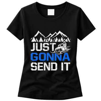 Just Gonna Send It retro Snowmobiling Motor Sled Riders Womens T-Shirt