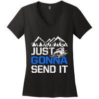 Just Gonna Send It retro Snowmobiling Motor Sled Riders Women's V-Neck T-Shirt
