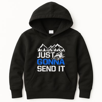 Just Gonna Send It retro Snowmobiling Motor Sled Riders Kids Hoodie