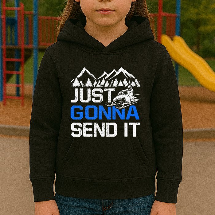Just Gonna Send It retro Snowmobiling Motor Sled Riders Kids Hoodie