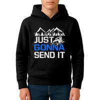 Just Gonna Send It retro Snowmobiling Motor Sled Riders Kids Hoodie