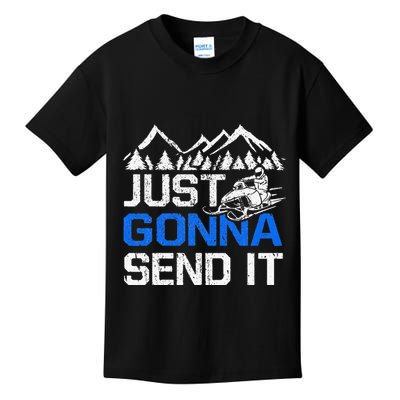 Just Gonna Send It retro Snowmobiling Motor Sled Riders Kids T-Shirt