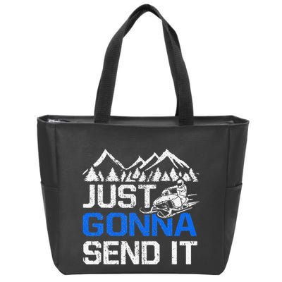 Just Gonna Send It retro Snowmobiling Motor Sled Riders Zip Tote Bag