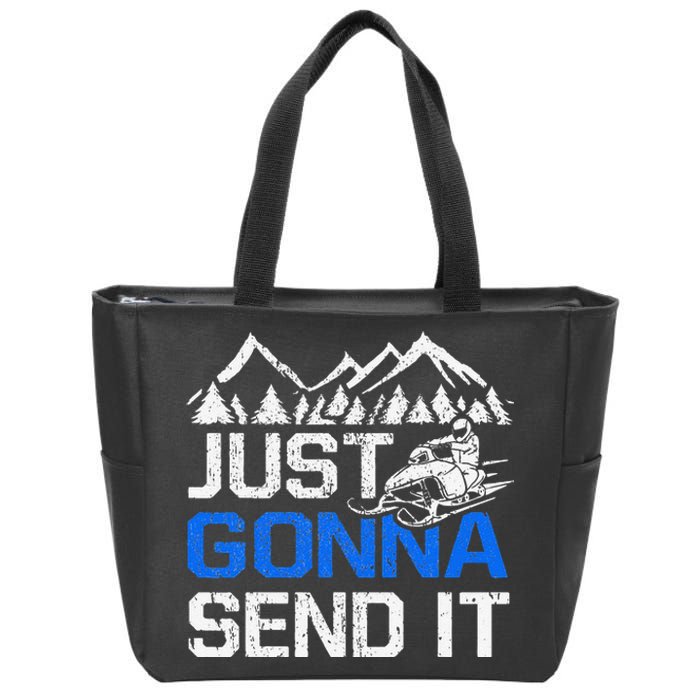 Just Gonna Send It retro Snowmobiling Motor Sled Riders Zip Tote Bag