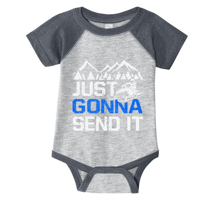 Just Gonna Send It retro Snowmobiling Motor Sled Riders Infant Baby Jersey Bodysuit