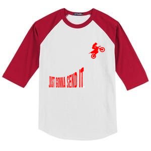 Just Gonna Send It Funny Motocross Kids Colorblock Raglan Jersey