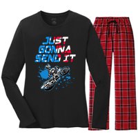 Just Gonna Send It Motocross Dirt Bike Women's Long Sleeve Flannel Pajama Set 