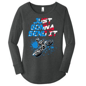 Just Gonna Send It Motocross Dirt Bike Women's Perfect Tri Tunic Long Sleeve Shirt