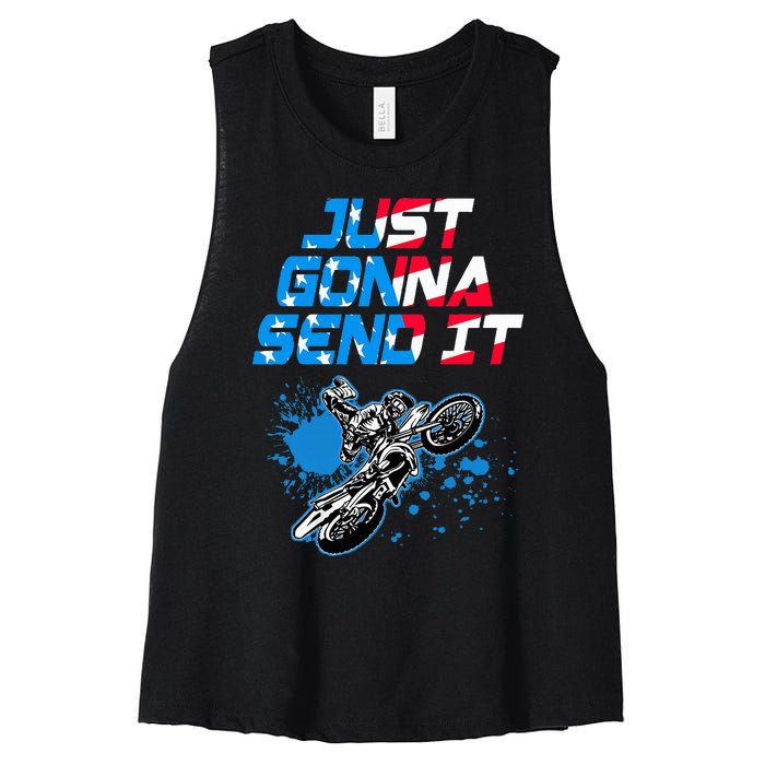 Just Gonna Send It Motocross Dirt Bike Women's Racerback Cropped Tank