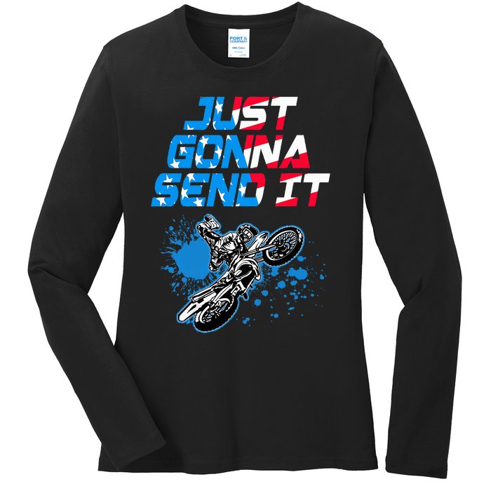 Just Gonna Send It Motocross Dirt Bike Ladies Long Sleeve Shirt