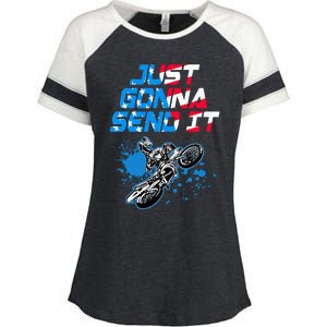 Just Gonna Send It Motocross Dirt Bike Enza Ladies Jersey Colorblock Tee