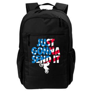 Just Gonna Send It American Flag Dirt Bike Motocross Daily Commute Backpack