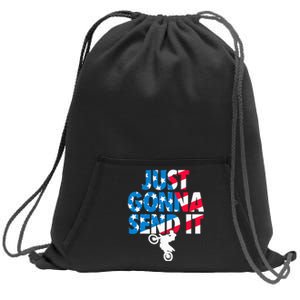 Just Gonna Send It American Flag Dirt Bike Motocross Sweatshirt Cinch Pack Bag