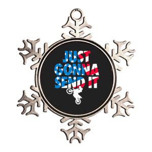 Just Gonna Send It American Flag Dirt Bike Motocross Metallic Star Ornament