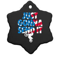 Just Gonna Send It American Flag Dirt Bike Motocross Ceramic Star Ornament