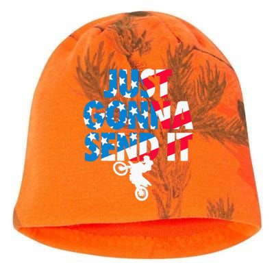 Just Gonna Send It American Flag Dirt Bike Motocross Kati - Camo Knit Beanie