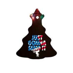 Just Gonna Send It American Flag Dirt Bike Motocross Ceramic Tree Ornament