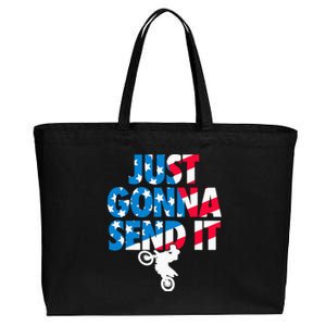 Just Gonna Send It American Flag Dirt Bike Motocross Cotton Canvas Jumbo Tote