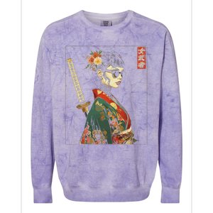 Japanese Gothic Samurai Art Woman With Katana Sword Colorblast Crewneck Sweatshirt