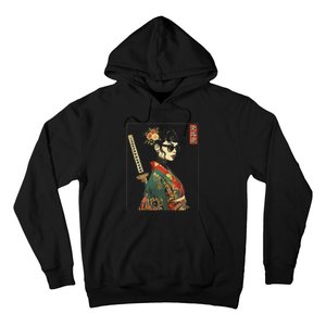 Japanese Gothic Samurai Art Woman With Katana Sword Hoodie