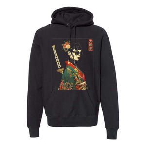 Japanese Gothic Samurai Art Woman With Katana Sword Premium Hoodie